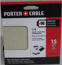 Porter Cable 762800615 1/4 Sheet, Adhesive-Backed Sanding Sheets - 60 Grit (15 Pack) 762800615